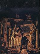 Joseph wright of derby An Iron Forge Viewed from Without oil painting artist